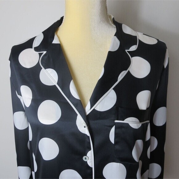 VICTORIA'S SECRET Afterhours Satin Sleep Top Sz S Black/White Made in Indonesia. - Picture 5 of 11